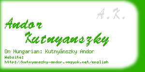 andor kutnyanszky business card